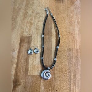 Silver and black necklace / earrings set